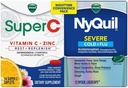 Vicks NyQuil og Super C Convenience Pack: NyQuil Alvorlig medisin for maks styrke Cold and Flue Relief, komfortabelt pakket med Vicks Super C Rest og Replenish Daily Supplement, 26ct