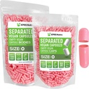 XPRS Nutra Vegan Størrelse 0 Separerte kapsler - 1000 greve Premium tomme kapsler Separert i poser - 0 piller for DIY Supplement Fylling (Pink)