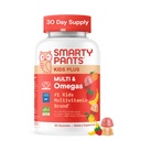 SmartyPants Kids Multivitamin Gummies - Forbedret formel: Omega 3 (DHA/EPA), vitaminer D3, C, B12, B6, vitamin A, K & Sink, Glutenfri, tre fruktflavorer, 60 greve (30 dagers levering)