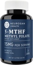 Neurogan L-5-MTHF Metyl Folat Supplement, 15 mg - Aktiv folsyre- Vegan, Glutenfri og ikke-GMO - støtter kognitiv, kardiovaskulær og humør helse - laget i USA, 90-dagers forsynings