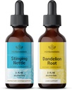 HERBAMAMA Herbal flytende dråper Kit - Bundle of Stinging Nettle & Dandelion Root Tinkture 2 fl oz - Vegansk, ikke-GMO, Sukker & alkohol-fri - 2 Pack