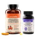 NatureWise Curcumin Turmeric 2250mg med BioPerine & Vegansk vitamin K2 MK-7 100mcg og MK4 500mcg - 180 Antall og 90 Softgels