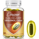 Ubiquinol CoQ10 600 MG Softgels med Omega-3 & Shilajit & PQQ, Advanced Dual-Delivery Coenzyme-Q10, Active CoQ10 Ubiquinol Supplement for fertilitet, antioksidant, hjerte, hjerne og energi, 60 Serveringer