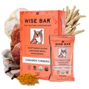WISE BAR Adaptogen Mushroom Nutrition Bars med Reishi, Lions Mane & Ashwagandha, Organisk Vegansk & Glutenfri Snacks for naturlig fokus, Energi og immunitetsstøtte, Cinnamon Turmeric Flavor, 12 greve