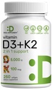 DEAL Supplerende Vitamin D3 5000 IE + K2 MK7 Softgels, 250 greve | 2-i-1 Kompleks |