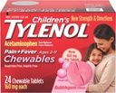 Barn Tylenol Chewables, Acetaminophen for smerte og feber lindring, Bubble Gum, 24 ct