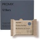 PrMix Ernæring Protein Puff Barer - Blåbær & Krem - Marshmallow Crispy Treat - Great Tasting & Sunn On The Go Snack - høy protein & lav kalori - gratis fra Gluten, Soya, & Corn - 12 Bars
