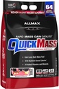 ALLMAX Nutrition QUICKMASS, Strawberry Banana - 10 lb - Rapid Mass Gain Catalyst - Opp til 64 Gram av Protein Per Serving - 3:1 Karb til Proteinforhold - Zero Trans Fat - Opp til 70 Serveringer