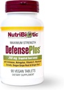 NutriBiotic – DefensePlus, 90 Tabletter - 11 i 1 immunstøtte med vitamin C, sink, Grapefruktfrøekstrakt, Echinacea, Astragalus Root & Immune Boosting ekstrakter & Mushrooms - Vegan & Glutenfri