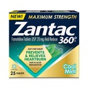 Zantac 360 Maks styrke, kul mynte, 25 greve, Heartburn Forebygging og lindring, 20 mg tabletter