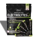 Forbedret elektrolyte pulver klistremerker (Strawberry Kiwi | 20 pakker) w/ 0 sukker + BCAA + B-vitaminer Electrolyte Supplement w Kalium sink & magnesium for Hydration - Keto elektrolytter
