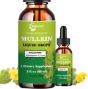 Ekstra styrke 2.000mg Mullein Drops for Lungs, Mullein Leaf Extract Supplement, alkoholfri, høy absorpsjon, kraftig og naturlig Vegan Mullein flytende dråper for Lung Cleanse, immunstøtte