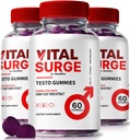 (3 pakke) Vital Surge Testo Gummies – Premium VitalSurge Gummies for menn med rene ingredienser til drivstoffdrift, tillit og daglig ytelse, Easy-to-Chew Tasty Vital Surge ME Gomitas (180 Gummies)