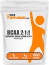 BulkSupplements.com BCAA 2:1:1 pulver - Branched kjede Aminosyrer, BCAA Aminosyrer pulver - Unflavored & Glutenfri, 1g per servering, 1kg (Pack of 5) (11 lbs)