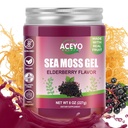 (8 OZ) Sea Moss Gel Organic Raw Elderberry Flavored Irsk Seamoss Menn Kvinner Naturlig Vegansk 102 Vitaminer og Mineraler Wild Harvested Non-GMO Immun Defense Booster Lung Thyroid Digestiv støtte