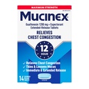 Mucinex brystbelegg, maksimal styrke 12 timer utvidet frigjøringstabletter, 14ct, 1200 mg Guaifenesin med utvidet relief av brystbelegg forårsaket av overflødig Mucus, Thins og løsner Mucus