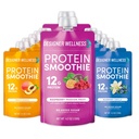 Designer wellness protein smoothie, ekte frukt, 12g protein, lav carb, null tilsatt sukker, glutenfri, ikke-GMO, ingen kunstige farger eller flavors, super frukter variety pakke, 12 greve