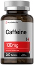 Horbäach Koffeinpiller 100 mg | 250 tabletter | Vegetarisk formel | Ikke-GMO, Glutenfri Supplement