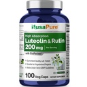 NusaPure Luteolin Complex med Rutin 200 mg | 100 kapsler | Vegetarisk, ikke-GMO & Vegansk Flavonoid formel
