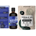 Jungle pulvere Tongkat Ali for menn pulvere 200:1 Ekstrakt 5 Ounce veske, Wild Bilbær ekstrakt for øyne organisk 3.4oz Flaske Bilbær Supplement for øyne