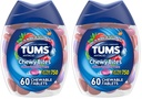 TUMS Chewy Bites Antacid Tabletter for Chewable Heartburn Relief og syre Indigestions Relief, Assorterte bær - 60 Count (Pack of 2)