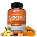 NutriFlair Turmeric Curcumin med Ginger og BioPerine Black Pepper Supplements, 180 Kapsler - 95% Curcuminoids - Felles støtte, Antioksidant, Anti Aging - Naturlig, Ikke-GMO, Vegansk Beste Makt