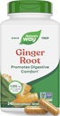 Naturens måte Ginger Root Capsules 550 mg per kapsel, Digestive Comfort* Reduserer Motion-Relatert Lidelse*, 1,100 mg per 2 Kapsler, Ikke-GMO-prosjekt verifisert, Vegansk, 240 tall (Packaging May Vary)