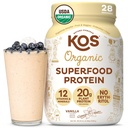 KOS Vegan Protein pulver Erytritol Gratis, Vanilla USDA Økologisk - Erteproteinblanding, Plant Basert Supermat rik på vitaminer og mineraler - Keto, Meierifri - Måltid erstatning for kvinner og menn, 28 Serveringer
