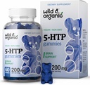 Wild & Organic 5-HTP 200mg Mood Gummies - L-Tryptophan for avslapping og naturlig ro - 5 HTP Supplement for hjernestøtte - 60 Vegan, ikke-GMO 5HTP Gummies