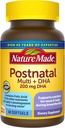 Naturlaget postnatal multivitamin + DHA 200 mg, 60 mykgels, for å støtte sykepleier mødre og babyer under amming, postnatal vitaminer og næringsstoffer inkluderer jern, vitamin D3, kalsium, jodin