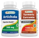 Artichoke Extract 10000 mg & gurkemeie curcumin 1500 mg/Serving med Bioperine