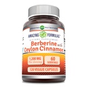 Amazing Formler Berberine med ren ceylon kanel 1200 Mg Per Serving | Premium Complex Supplement | Veggie kapsler | Ikke-GMO | Glutenfri | Laget i USA (1 Pakke | 120 Count)