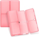 FYY Daily Pill Organizer, 7 Compartments Portable Pill Case Reise Pill Organizer,[Folding Design] Pill Box for Purse Pocket å holde vitaminer, Cod Liver Oil,Supplements og Medisinering-Rød