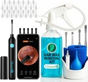 Øre Voks fjerningsverktøy med ørekamera av Tilcare - Øre Irrigation Flushing System for voksne og barn - Perfekt ørerensesett - Inkluderer basseng, syringe, curettesett, håndklær og 30 disponerbare tips