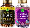 Maju Superfoods Svart Seed Olje Kapsler og Purple Sea Moss Kapsler Bundle