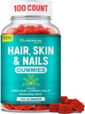Håret Hud og negler Gummier med høy potens Biotin 5000mcg | Tastige hårvitaminer for kvinner menn og barn | Glutenfri hår Nail og hudvitaminer Plus Biotin Gummier for hårvekst