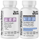 Ungdom og tonic kvinner vann vekttap piller for hormonelle endringer og flytende tilbakeholdenhet under PMS, Menopause - hevelse, bloating og hormonbalanse - 120 kapsler