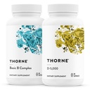 THORNE - Grunnleggende B-kompleks (60 kapsler) & vitamin D-5000 (60 kapsler) Bundle - Støtter cellulær energiproduksjon, hjernehelse og sunne bein - Gluten, Dairy og soya-fri