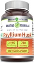 Amazing Formler Psyllium Husk 750mg Veggie Kapsler Supplement Ikke-GMO | Glutenfri | Laget i USA | Egnet for vegetarianere (240 greve)