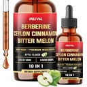 10in1 flytende dropper Berberine med Ceylon Cinnamon Bitter Melon Turmeric Ginger Gymnema Sylvestre og mer - 2 Fl Oz