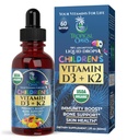 USDA Økologisk vitamin D3 K2 Flytende  Drop Vitamin D3 K2 Supplement for barn og barn Alder 1+ | Kids Supplement for kalsiumabsorpsjon Sterke ben | Vegan, ikke-GMO | 2 Fl Oz