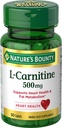 Naturens Bounty L-karnitin, støtter hjerte helse og fett metabolisme, Aminosyre Supplement, 500 mg, 30 tabletter