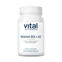 Vitamin Nutriens Vitamin D3 + K2 | 2000 IU  Vitamin Vitamin D3 K2 Supplement | Vitamin D Kompleks for sunn kalsiumnivå, Muskel & Bein Helse | Gluten, Dairy, Soya Gratis | 60 Kapsler