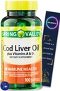 Cod Liver Oil Plus vitaminer A & D3 Immune Helse Kosttilskudd Softgels Spring Valley, 100 greve og bokmerke gave av YOLOMOLO