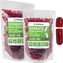 XPRS Nutra Vegansk Størrelse 00 Separerte kapsler - 1000 greve Premium tomme kapsler Separert i poser - 00 piller tom for DIY Supplement Fylling (clear Red)