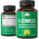 Vitamin B komplekse kapsler + hele matblanding av 25 grønnsaker og frukter for maksimal absorpsjon. Beste Vegansk B-kompleks Supplement med vitamin B1, B2, B3, B5, B6, B7, B9 og B12. 90 kapsler. Energiforsterkning
