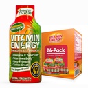 Vitamin energi immun + ekstra styrke energi Shot Fruit Punch 24 Pack, 260 mg naturlig koffein, B-vitaminer, Citikolin, grønn te, immunitet og fokus støtte, null sukker, glutenfri 1,93 fl oz