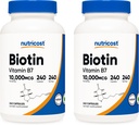 Nutricost Biotin (Vitamin B7) 10 000mcg (10mg), 240 Caps (2 flasker) - Ikke-GMO, Glutenfri