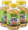 Sunshine Naturals Vitamin E og Aloe Vera Moisturizer. Hydrating formel for tørr hud, beroligende lindring, nourishment og hud elastisitet. Fremmer myk og sunn hud. 60 vialer. Pakke med 3