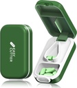 Pill Cutter for små eller store piller & tabell vitaminer Design i USA.with avtagbar silikon pad og sikkerhet Buckle Design lett å åpne.(Olive)
